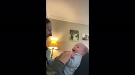 Baby Jason, who’s a 4 month old twin, Giggles at Mom’s Tickles