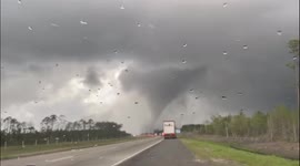 Intense close-up of tornado in Savannah, Georgia