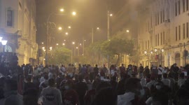 Peruvians protest against president Castillo's imposed curfew this April 5
