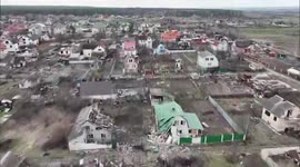 Drone footage shows devastated village of Moshchun on outskirts of Kyiv