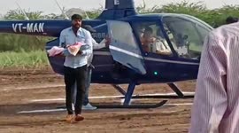 Family welcomes newborn daughter in a helicopter in western India