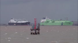 Two huge ships from the US supply the UK with gas off Kent, UK