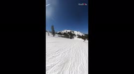'Snowboarder catches a vicious toe edge while going full speed down a mountain'