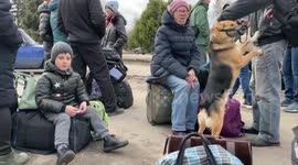 Tearful residents flee damaged city of Derhachi in eastern Ukraine ahead of further Russian assault