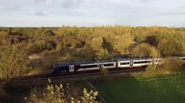 Drone Footage of a Northern Rail train passing by at Starbeck Harrogate