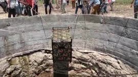 Leopard carefully hoisted out of well in western India