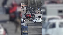 Shocking footage shows families fleeing and casualties being stretchered out after Russian strike on Ukrainian train station