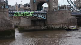 Extinction Rebellion stages fossil fuel protest on London's Tower Bridge