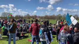 Hundreds gather at Extinction Rebellion Protest London Hyde Park