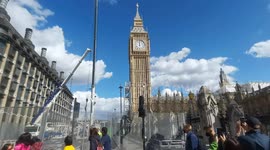 Big Ben finished restoration takin down Scaffolder
