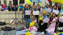 Ukraine war: Protesters stage a massive die-in and hold ‘babies’ covered in fake blood outside Downing Street, London