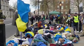 London protesters stage 'die-in' to protest Bucha killings