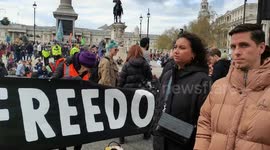 Extension rebellion blockade Road in Trafalgar Square, London, UK