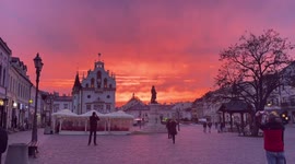 Fire in the sky, beautiful sunset in Rzeszow, Poland on Saturday evening