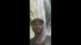 a beautiful day at vacation really enjoying nature at  the waterfall