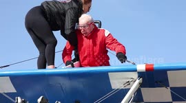 95-year-old Brit becomes the world's oldest WING WALKER