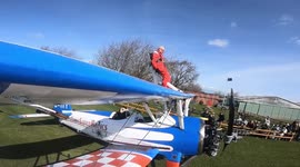 95-year-old Brit becomes the world's oldest WING WALKER