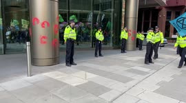 Extinction Rebellion activists leave ‘bloody’ handprints at Schlumberger oil and gas company in London