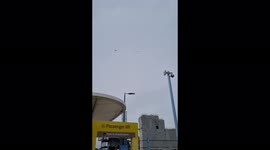 British To Be Minority By 2026 Banner Flying Over the Etihad During Man City - Liverpool Premier League Match