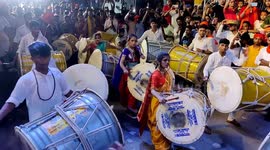 People take out a procession as they cheerfully dance and celebrate Ram Navami in Northern India