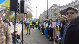 2022-04-09 Ukrainian demonstrators allege that Russian soldiers violated Ukrainian women and children in Bucha, Ukraine