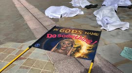 Christian Climate Activists protest outside Westminster Cathedral to demand the Church stops investing in fossil fuels