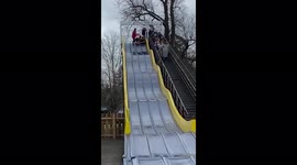 Nan bumps into grandson on slide at Blair Drummond Safari park