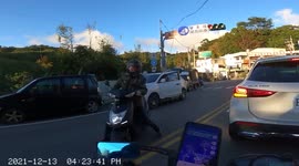 CLOSE CALL: Moped rider hit by car door and almost loses balance (Dashcam Video)