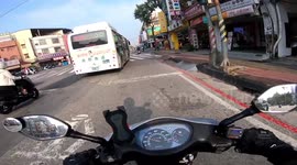CLOSE CALL: Moped rider pulls out in front of another rider (Dashcam Video)