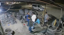 Dramatic moment five people plunge into drain after ground gives way at Indian workshop