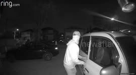 UK thief caught on doorbell camera stealing from parked car