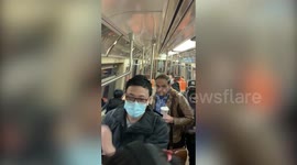 Dramatic video shows people fleeing smoke-filled New York subway car and collapsing to the ground after shooting