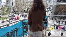 XR UK A 14 years-old girl tell Boris to act now Blockade Iconic Lloyd’s of London HQ in London, UK
