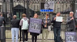 Anti Boris Johnson protesters outside Downing St