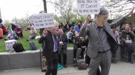extinction rebellion protesters dress up as boris and rees mogg