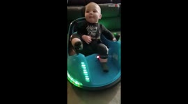 Boss baby rides new bumper car with flawless style
