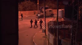 Palestinian protesters clash with Israeli forces in the West Bank city of Silwad