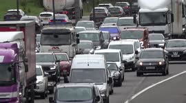 Easter Bank Holiday traffic builds on the M5 Motorway near Birmingham