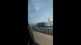 'Six to seven miles of lorries nose to tail' in Kent, England