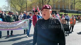 People and former soldiers protest in London to support Northern Ireland veterans