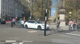 Extinction Rebellion protestors block Lambeth Bridge in London