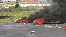 Clashes between Palestinian protesters and Israeli troops near Beit El settlement
