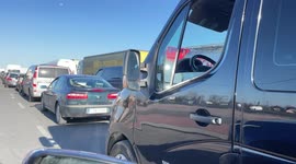 Ukrainian refugees stuck in massive traffic as they flee to Poland