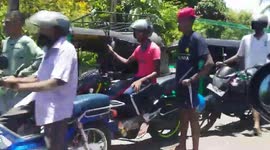 Long queues at Filling Stations in Panadura, Sri Lanka