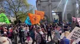 Extinction Rebellion protesters block Marble Arch junction