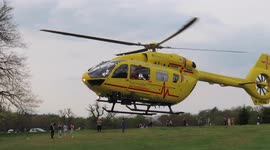 Emergency East Anglian Air Ambulance Take Off Fly up into clouds 4K