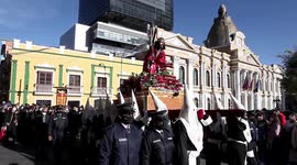 Holy Week. procession In La Paz Bolivia.  Lord of the holy sepulcher