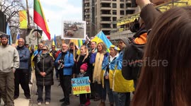 Pro-Ukraine protesters rally outside Russian consulate in Toronto