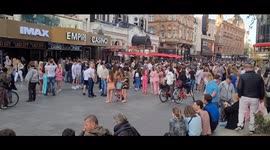 Young Irish travellers congregate on Leicester Square on Easter Sunday
