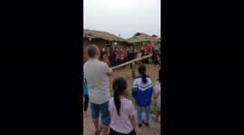 Two women in crazy giant seesaw challenge in Vietnam